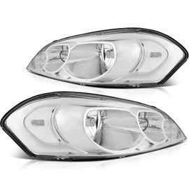ECCPP Headlight Assembly Pair For Chevy Impala 2006-2013,For Chevy Impala Limited 2014-2016 Chrome Housing Clear Reflector Clear Lens Driver and Passenger Side Headlamps
