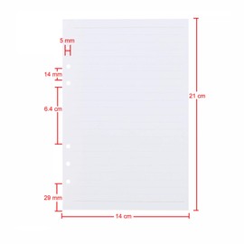 iwobi 4 Pack Line A5 Refill Paper, 6 Holes Refillable Refill Paper Refill Pads for Notebook, 180 Sheets/360 Pages