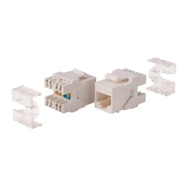 Monoprice Cat6 RJ45 Keystone - 180-Degree, Dual IDC, for 22-24AWG Solid Wire, UL Listed, 8P8C, White