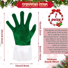 Boyiee Christmas Santa Claus Gloves Furry for Women Costumes Party Favors Accessories (Green)