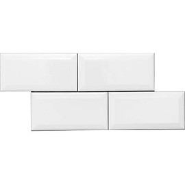 Snow White 3X6 Beveled Edge Ceramic Wall Tile- 80 pcs/carton (10 sq ft)