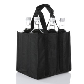 Vaily® Bottle Bag with 6 Compartments for Max. 1.5 Litre Bottles, black, Shopping bag