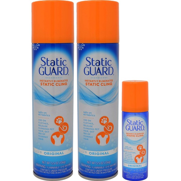 Static Guard Bonus Pack Spray 12.4 oz (2 Pack of 5.5 oz & 1 Pack of 1.4 oz)