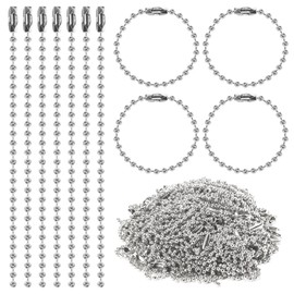300 pcs 3.9 in Ball Chains Keychain Tag Keychain Ball Chain Bulk,Beaded Chain Connector Chains for Keychains,Dog tag Chain Key Chain Links,Silver Nickel Plated Metal 2.4mm Ball Bead Chains