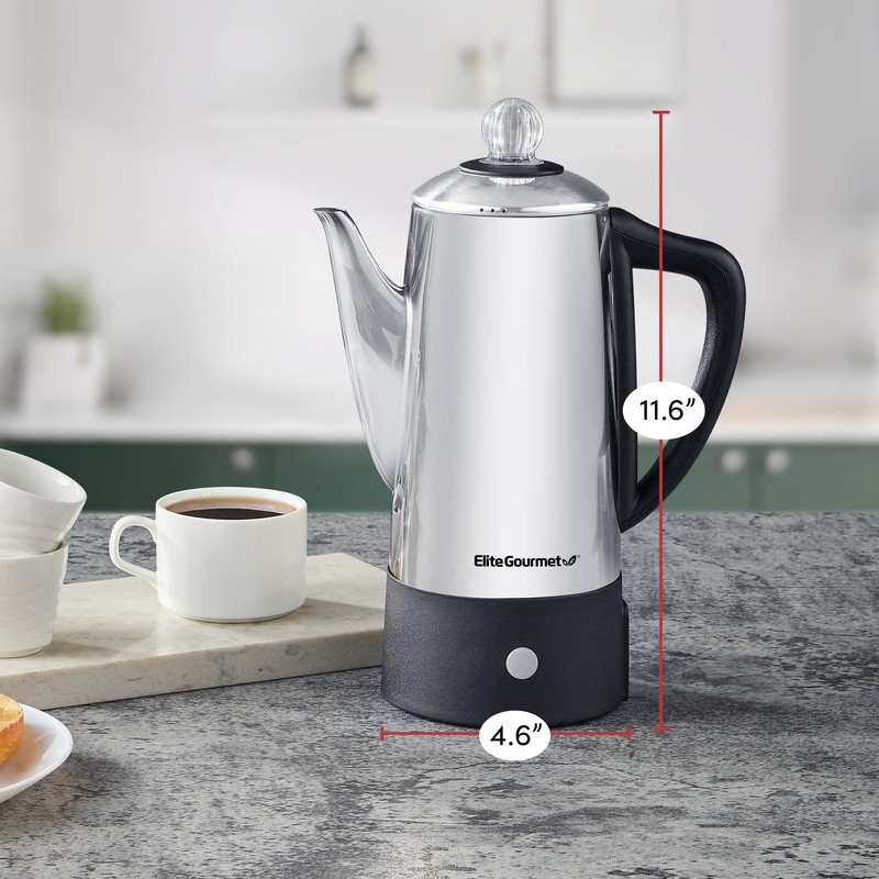 Elite Gourmet EC140 Electric 6-Cup Coffee Percolator with Keep Warm,
