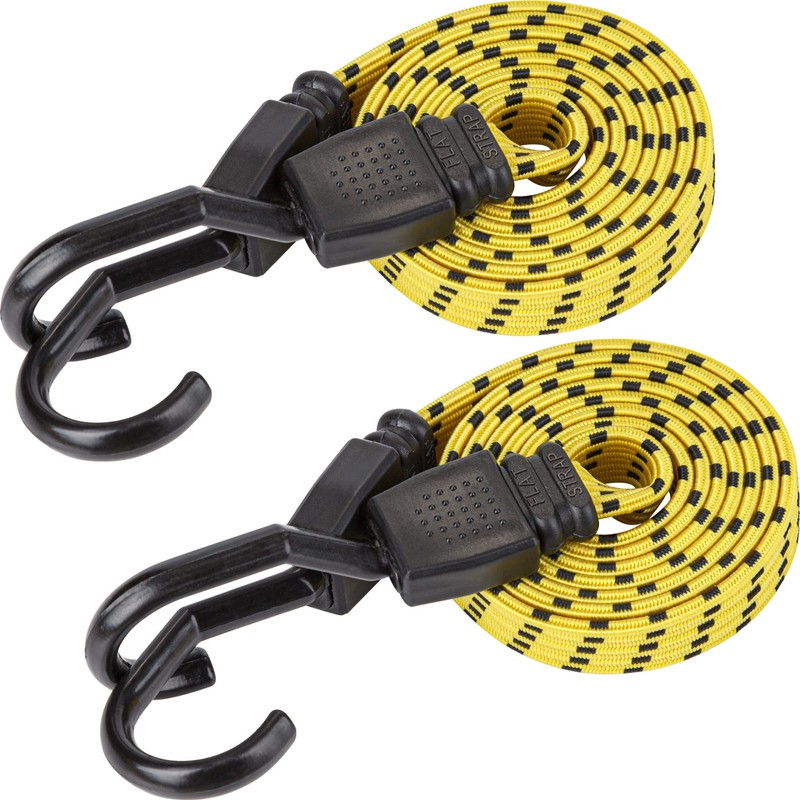 Cartman Ultra 48" Black/Yellow Flat Bungee Cord, 2pk x 48"