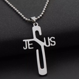 Unbranded Cross - JeSus, Christan Cross Necklace - Silver