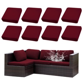 8Pcs Stretch Outdoor Cushion Cover Waterproof Patio Cushion Cover Cushion Cover Outdoor Furniture Patio Cushion Cover Replacement Outdoor Cushion Slipcovers Outdoor Furniture Cushion Cover(Wine red)