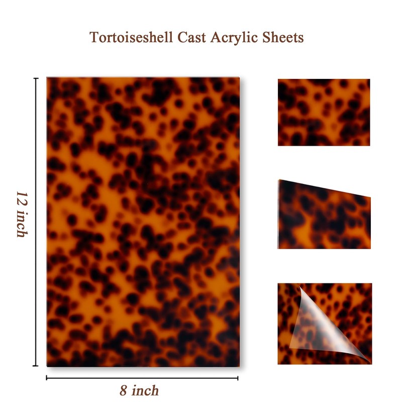 TOEPODO Tortoise Shell Cast Acrylic Sheets 1/8 Thick Acrylic Leopard