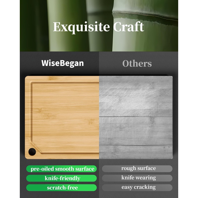Kitsure Bamboo Cutting Board - Multi-Sizes Wooden Cutting Boards for