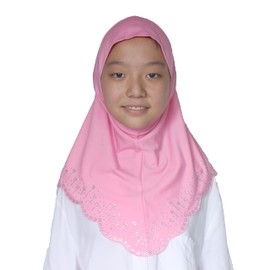 Modest Beauty Girls/Children Hijab Scarf Headscarf Wrap one Piece Muslim Amira with Czech Drill