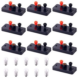 Swpeet 20Pcs E10 Miniature Bulb Holder with E10 White Bulb Kit,Perfect for Physics Laboratory, School Electronic Experimenting, Teaching Basic Principles of Electricity & How a Simple Circuit Works