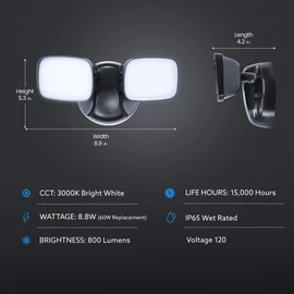 Feit Electric LED Security Outdoor Light, 28W LED Waterproof Flood Light, Adjustable Dual Head, 2000 Lumens, 5000K Daylight, 50,000 Hour Lifespan, Bronze, S9DFL/850/BZ/V1
