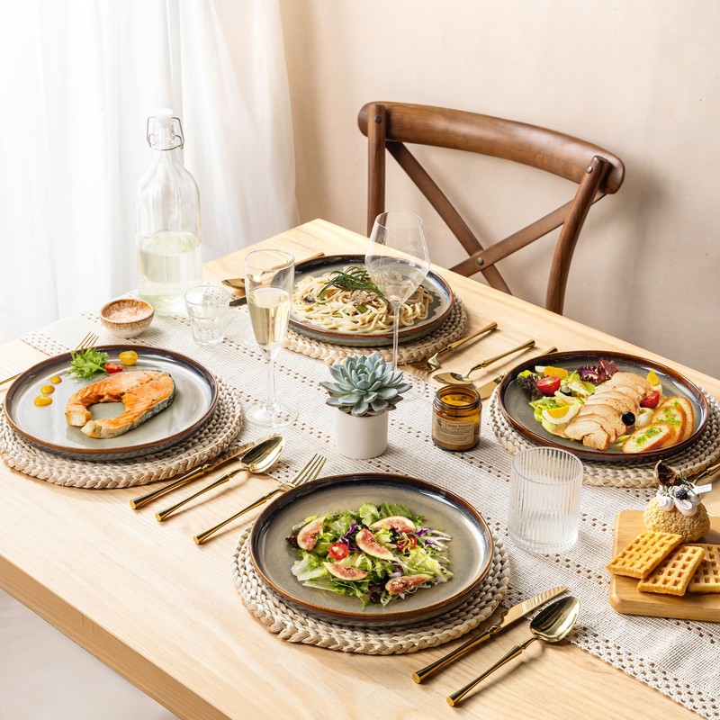 theterra Dinner Plates Set of 6, 10.25 Inch Ceramic Dinner