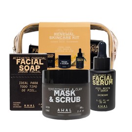 AHAL Kit Regenerador de Skincare y Cuidado de la Piel  Jabn Facial, Mascarilla Facial y Suero Facial para Piel Grasa y Mixta