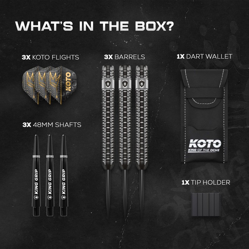 KOTO - Black Crown 90% Darts 22 Gram, Black &