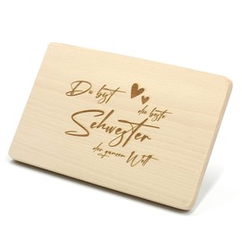 Breakfast Board for Sister for e.g. Birthday Chopping Board Wooden Bread Board (Beste Schwester)