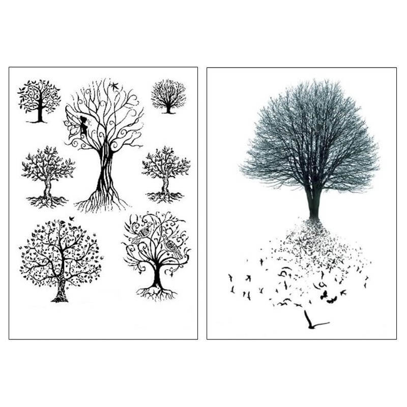 SC887 972 Temporary Tree Tattoo Fake Tree Tattoo Bird Tattoo