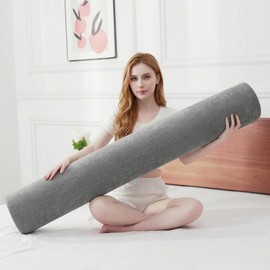 M Mute Touch Cylindrical Bolster Pillow Long Body Pillow Side Sleeper Support Firm Bolster Pillow Removable Washable Cover (47"x7.9", Dark Grey)