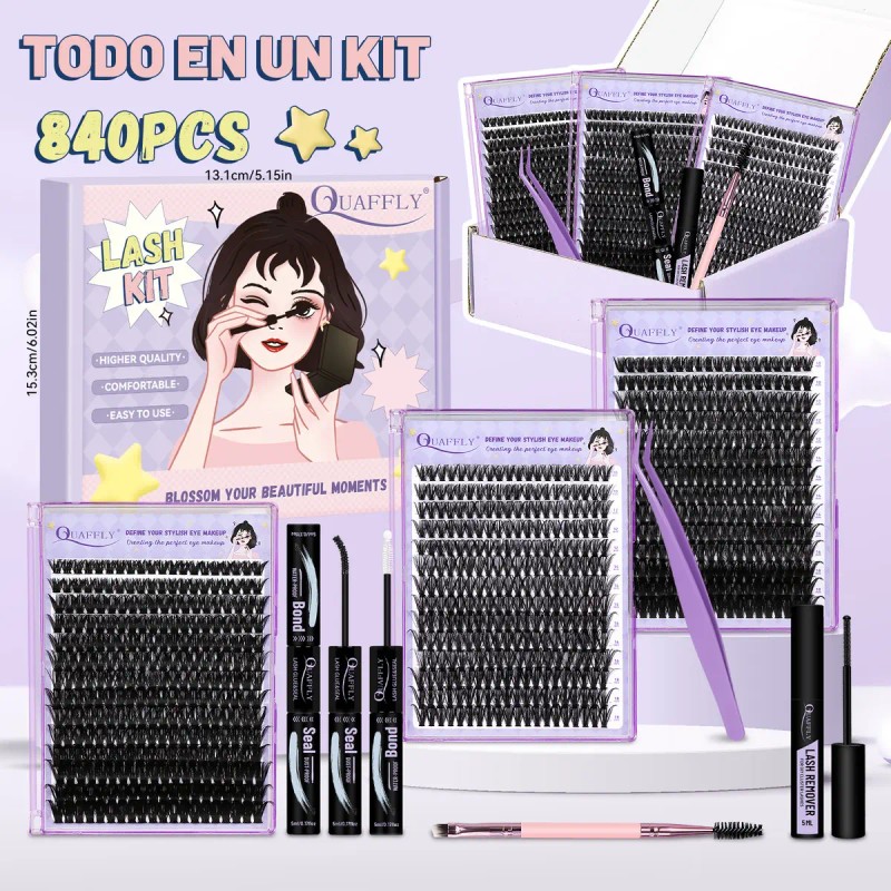Kit De Extensiones De Pestañas De 3 Cajas , 840