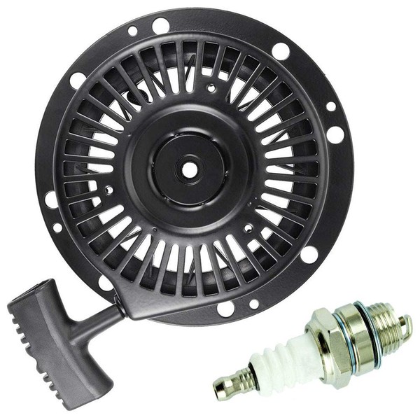 TOPEMAI 590788 Recoil Pull Starter Replace Tecumseh 590746 590748 590704 for Tecumseh HM80 HM100 OHH60 4 Cycle Engine - 590788 Recoil Starter with Spark Plug