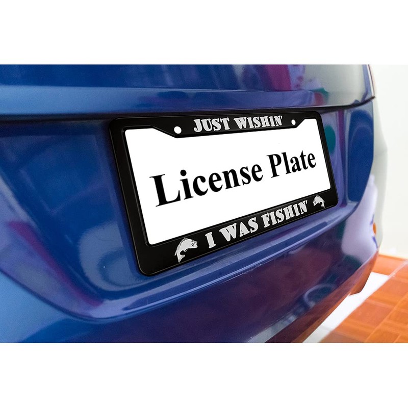 oFloral Just Wishin I was Fishin Aluminum Alloy License Plate
