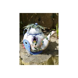 Fairy Teapot House Tree House Garden Ornament Elf Metal Home Sculpture Decor NEW (Fairy Teapot House)