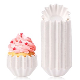 100 PCS Baking Cups Cupcake Liner Flared Brioche Standard Muffin Wrappers Greaseproof Coated Paper Cup for Wedding Birthday Holiday Party or Baby Shower (White)