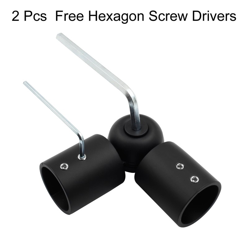 Jiozermi 2 Packs Heavy Duty Curtain Rods Connector, Black Adjustable