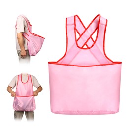 lasuroa Laundry Apron with Bag, 79 x 55 x 2 cm, Portable Laundry Apron, Laundry Drying Apron, Drying Apron for Clothes, Fruit Picking (Pink), 79x55x2cm