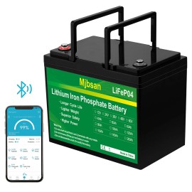 Mjbsan 12V 100Ah LiFePO4 Group 24 Lithium Battery Smart BMS for Solar RV Trolling Motor