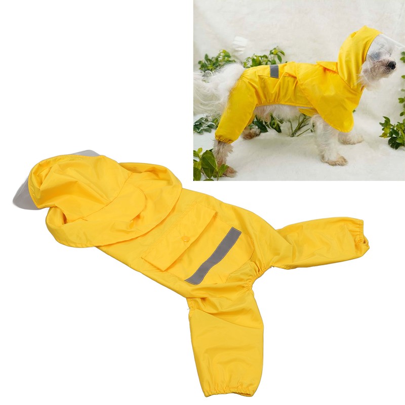Dog Raincoat Waterproof Breathable Adjustable Hooded Dog Raincoat with Pocket