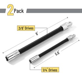 Bates- Flexible Extension Bar Set, 2 pcs, 1/4" & 3/8" Drives, Flexible Drill Bit Extension, Flexible Socket Extension, 1/4 Flexible Extension, Flexible Ratchet Extension Set, Socket Wrench Extension