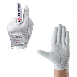Nice Shot Trident Golf Glove with Power Grip Strips in Premium White Cabretta Leather Men's Left Hand - Cadet XLarge