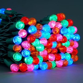 SWEET SHINE 100 luces LED de Navidad de una sola pieza de frambuesa multicolor, cable verde de 33 pies, alta impermeable, certificado UL, G12 para exteriores (multicolor)