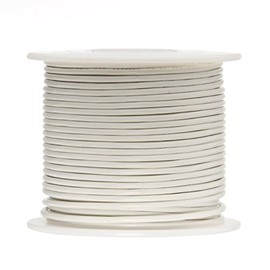 22 AWG Gauge Stranded Hook Up Wire, 250 ft Length, White, 0.0254" Diameter, UL1015, 600 Volts