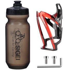 OSIGEI Bike Water Bottle Cage and 21OZ/610ML Bike Water Bottle Set Lightweight Bike Bottle Holder with Screws - Premium BPA Free Sports Bottle for Road Mountain and Kids Bikes