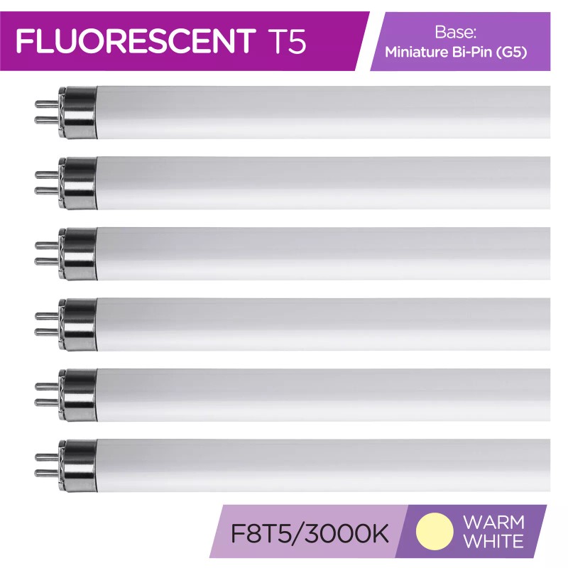 KOR 6 Pack F8T5 WW 30K Tube 12" Inches 8W