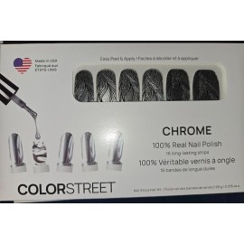 Color Street Nail Polish Strips - CHROME CURRENT FX NEW TECHNOLOGY SILVER Print