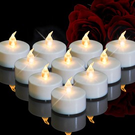 pleyidool 12 Pack Battery Tea Lights LED - Realistic and Bright Flickering Holiday Gift Operated Flameless for Seasonal & Festival Celebration Warm White Lamp Battery Powered