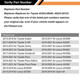 5 Sets Damper Electric Power Steering Motor Shaft Kit 45254-28040 45253-28130 for Toyota Camry Corolla Prius Avalon C-HR for Lexus ES300h ES350 NX300 RX350 RX450h UX200 4525428040 4525328130