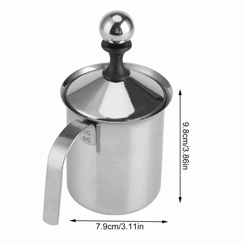 400ML/800ML Stainless Steel Manual Milk Frother Double Mesh Coffee Foamer
