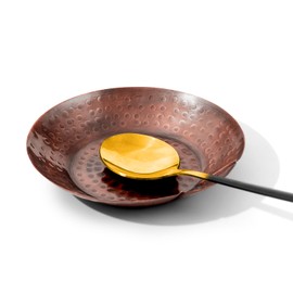 RYARDS Copper Spoon Rest for Stove Top - Hammered Copper Utensil Holder & Kitchen Accessories - Farmhouse Rustic Utensil Holder for Countertop - Act as Coffee Bean Tray, Jewelry Dish