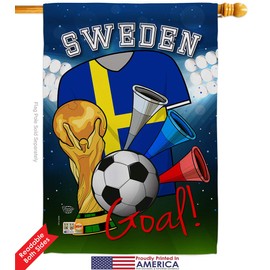 Ornament Collection FK192114-BO World Cup Sweden Soccer Interests Sports Impressions Decorative Vertical 28" x 40" Double Sided Flags Kit Printed in USA Multi-Color