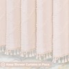 Craidlela Boho Light Pink Woven Fabric Shower Curtain with Tassel