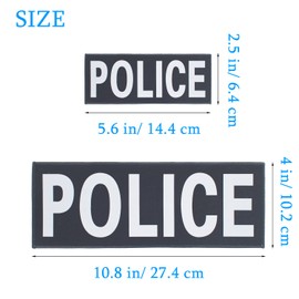 Police Patch Reflective Police Patch Back Removable Sheriff Patch with Velcro for Vest Jacket Uniform Shoulder Bags Backpacks Jeans (1 Small + 1 Large)