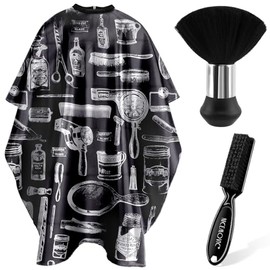 NICEMOVIC - Capa de peluquero para cortar el pelo con cepillo para polvo para el cuello y cepillo para polvo de peluquería, accesorios profesionales de peluquería suministros de limpieza para corte de