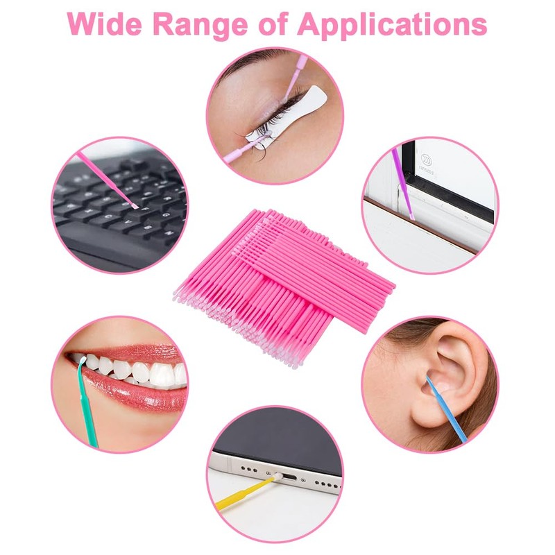 Pack of 400 Disposable Micro Brushes Eyelash Extensions, Micro Applicators