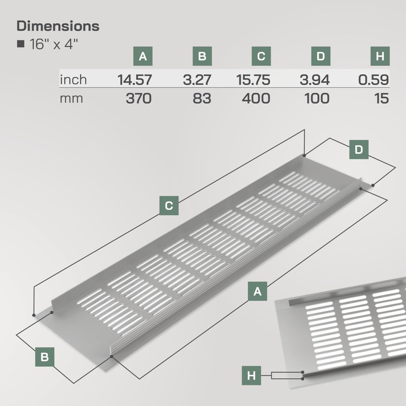 Vent Systems 400 x 100 mm / 16" x 4"