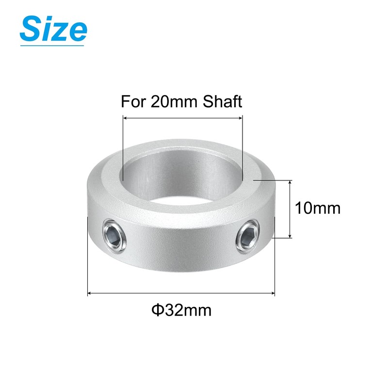 Sourcing Map 2pcs Aluminium Split Shaft Collar, 20mm x 10mm